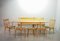 Chaises de Salle à Manger Scandinaves en Bois de Hêtre avec Assises en Osier Rush et Grande Table à Rallonge dans le style d'Arno Lambrecht, Allemagne, 1950s, Set de 7 1