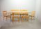 Sillas de comedor escandinavas de madera de haya con asientos de mimbre y mesa extensible grande en estilo de Arno Lambrecht, Alemania, años 50. Juego de 7, Imagen 25