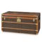Antique 20th Century Courier Trunk in Chevron Canvas from Goyard, France, 1900s 1