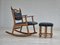 Rocking Chair en Chêne avec Repose-pieds, Danemark, 1960s, Set de 2 1