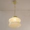 Vintage Ceiling Lamp in White Spotted Murano Glass with Brass Structure, Italy, 1980s 7