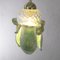Lampada a sospensione Flower vintage in vetro di Murano bianco e verde con dettagli in oro, Italia, anni '80, Immagine 7
