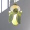 Vintage Flower Pendant in White and Green Murano Glass and Gold Details, Italy, 1980s 4