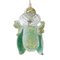 Vintage Flower Pendant in White and Green Murano Glass and Gold Details, Italy, 1980s 2
