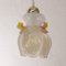 Vintage Flower Pendant in White and Gold Murano Glass and Pink Details, Italy, 1980s 7