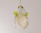 Vintage Flower Pendant in White and Gold Murano Glass and Green Details, Italy, 1980s 7