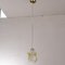 Lampe à Suspension Vintage en Verre de Murano Blanc et Doré et Détails Verts, Italie, 1980s 2