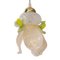 Vintage Flower Pendant in White and Gold Murano Glass and Green Details, Italy, 1980s 1