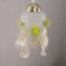 Vintage Flower Pendant in White and Gold Murano Glass and Green Details, Italy, 1980s 6
