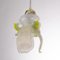 Vintage Flower Pendant in White and Gold Murano Glass and Green Details, Italy, 1980s 4