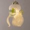 Lampada a sospensione Flower in vetro di Murano bianco e oro con dettagli in acquamarina, Italia, anni '80, Immagine 9