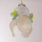 Vintage Flower Pendant, in White and Gold Murano Glass and Aquamarine Details, Italy, 1980s 4