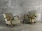 Armchairs in Wood and Geometric Fabric, 1940s, Set of 2, Image 1