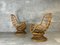 Wicker Armchairs with Bouclé Cushions, 1960s, Set of 2, Image 3