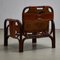 Brauner Safari Stuhl aus Leder, 1970er 3