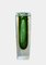 Grüne Vintage Sommerso Block Vase aus Muranoglas von Flavio Poli für Seguso, 1960er 4