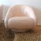 Vintage Postmodern Pale Blush Pink Pearlised Leather Swivel Lounge Chair by Natuzzi, Italy, 1980s, Image 1