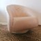 Vintage Postmodern Pale Blush Pink Pearlised Leather Swivel Lounge Chair by Natuzzi, Italy, 1980s, Image 4