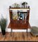 Mobile bar Mid-Century in metallo, teak e ottone, Italia, anni '50, Immagine 3