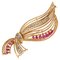 French Ruby, Diamonds and 18 Karat Yellow Gold Brooch, 1960s 1