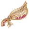 French Ruby, Diamonds and 18 Karat Yellow Gold Brooch, 1960s, Image 1