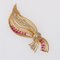French Ruby, Diamonds and 18 Karat Yellow Gold Brooch, 1960s, Image 11