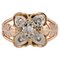 White Sapphires and 18 Karat Rose Gold Feather Clover Ring, 1960s 1