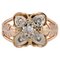 White Sapphires and 18 Karat Rose Gold Feather Clover Ring, 1960s, Image 1