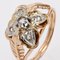 White Sapphires and 18 Karat Rose Gold Feather Clover Ring, 1960s 7