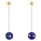 20th Century Lapis-Lazuli Ball, Diamond and 18 Karat Yellow Gold Dangle Star Earrings 1