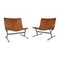 Mid-Century Cognac Leather Lounge Chairs attributed to Ross Littell for ICF, Italy, 1970s, Image 1