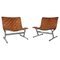 Mid-Century Cognac Leather Lounge Chairs attributed to Ross Littell for ICF, Italy, 1970s, Image 3