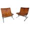 Mid-Century Cognac Leather Lounge Chairs attributed to Ross Littell for ICF, Italy, 1970s 2