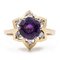 Vintage 14k Yellow Gold Ring with Amethyst and Diamonds, 1970s 1