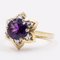 Vintage 14k Yellow Gold Ring with Amethyst and Diamonds, 1970s 4