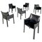 Italian Modern Black Leather Chairs Cab 413 attributed to Mario Bellini for Cassina, 1980s, Set of 6 1