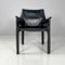 Italian Modern Black Leather Chairs Cab 413 attributed to Mario Bellini for Cassina, 1980s, Set of 6 4