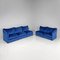 Italian Modern Modular Sofa in Blue Velvet, 1980s, Set of 5 2