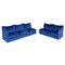 Italian Modern Modular Sofa in Blue Velvet, 1980s, Set of 5 1