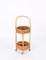 Italian Bar Cart Trolley in Bamboo, Rattan and Red Velvet, 1960s 4