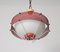 Lampada a sospensione in vetro opalino e metallo rosso attribuita a Mathieu Matégot, Francia, anni '50, Immagine 9