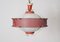 Lampada a sospensione in vetro opalino e metallo rosso attribuita a Mathieu Matégot, Francia, anni '50, Immagine 3