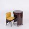 Italian Brown Vanity Table with Yellow Seat from Studio Kastilia Silvi, 1970s, Set of 2 2