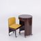 Italian Brown Vanity Table with Yellow Seat from Studio Kastilia Silvi, 1970s, Set of 2, Image 2