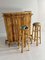 Mid-Century Curved Bamboo Tiki Bar with Bar Stools 2