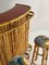 Tiki bar Mid-Century in bambù curvo con sgabelli da bar, Immagine 5