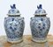 Blue and White Porcelain Temple Jars, Set of 2, Image 1