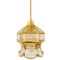 Vintage Hanging Lamp Amber Pressed Glass Gold 1