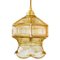 Vintage Hanging Lamp Amber Pressed Glass Gold 5