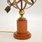 Lámpara de mesa armilar de latón y teca, años 50, Imagen 11